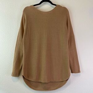 Michael Kors Tunic Sweater Tan Camel Small Long Sleeve Shirttail Hem Zipper